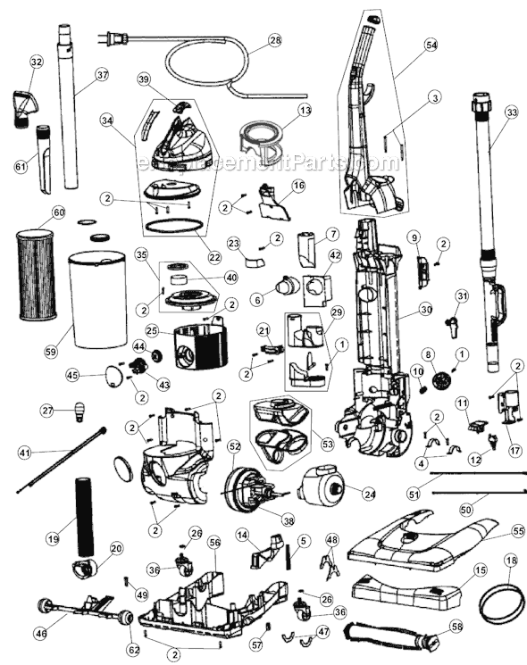 Page A Diagram and Parts List for M088750  Dirt Devil Upright Vacuum
